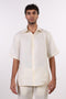 THE CLASSIC LINEN HALF SLEEVES SHIRT — MENS OFF WHITE