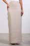 PENCIL LINEN SKIRT — WOMENS BEIGE