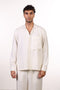 THE LINEN BLEND SHIRT — MENS OFF WHITE