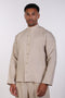 THE LINEN BUTTON-UP SHIRT — MENS BEIGE