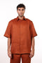 THE CLASSIC LINEN HALF SLEEVES SHIRT — MENS BURNT ORANGE