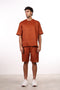 THE SUMMER LINEN HALF SLEEVES SET — MENS BURNT ORANGE