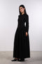 PANELLED MAXI DRESS FULL SLEEVES — WOMENS BLACK