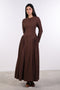 PANELLED MAXI DRESS FULL SLEEVES — WOMENS BROWN