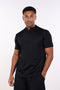 PALMA HIGH-NECK SCRUB SHIRT — MENS BLACK
