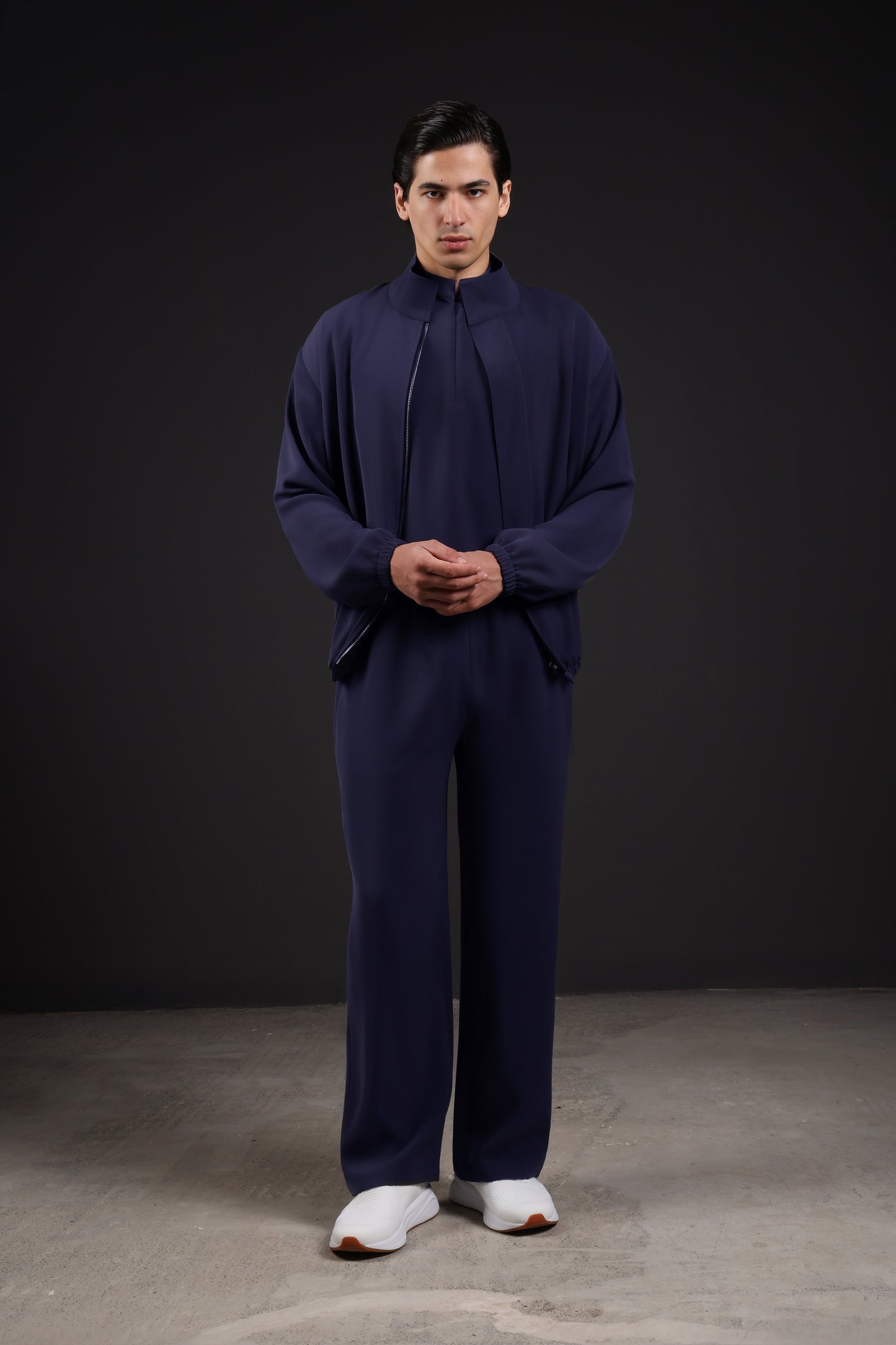 SOLID JACKET — IN NAVY (WITH ELASTIC)