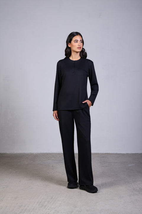 FLEX SHIRT FULL SLEEVES SET — WOMENS BLACK