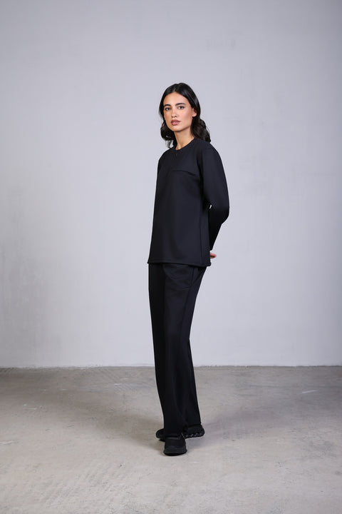 FLEX SHIRT FULL SLEEVES SET — WOMENS BLACK