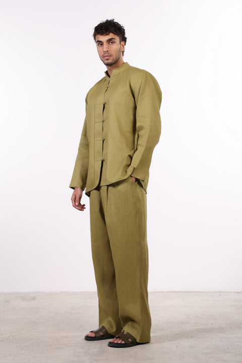 THE JAPANESE LINEN SET — MENS MOSS GREEN