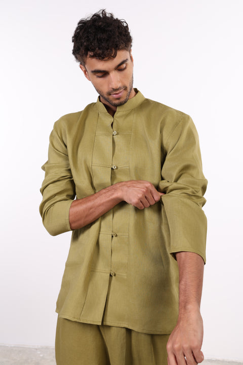 THE JAPANESE LINEN SET — MENS MOSS GREEN