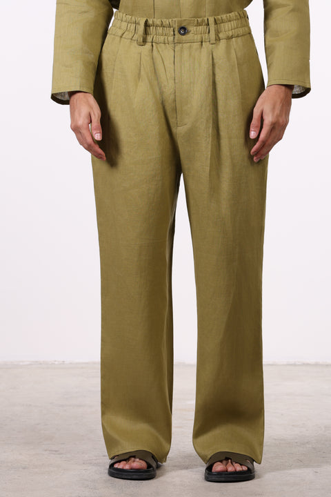 THE JAPANESE LINEN PANTS  — MENS MOSS GREEN