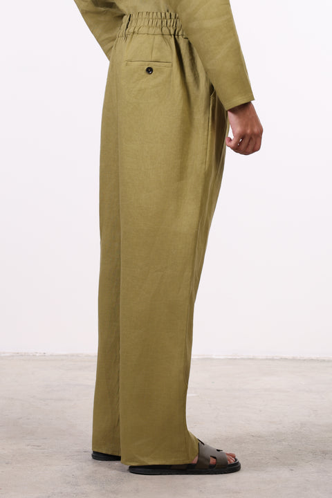 THE JAPANESE LINEN PANTS  — MENS MOSS GREEN