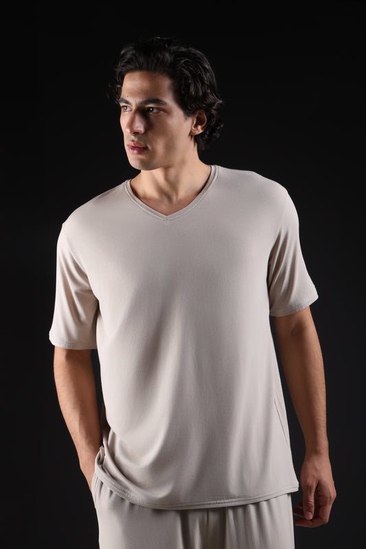 ON CALL TOP HALF SLEEVE — IN TAUPE