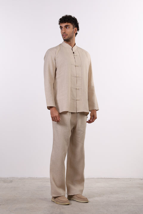 THE JAPANESE LINEN SHIRT  — MENS BEIGE