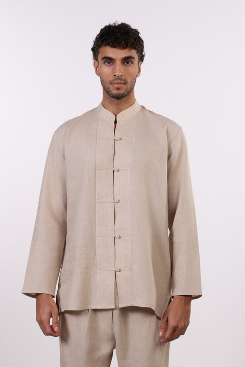 THE JAPANESE LINEN SHIRT  — MENS BEIGE