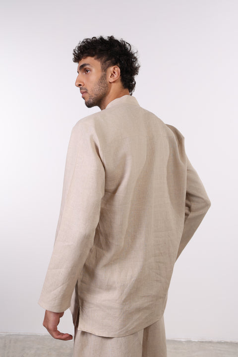 THE JAPANESE LINEN SHIRT  — MENS BEIGE