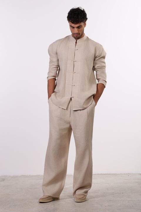 THE JAPANESE LINEN SHIRT  — MENS BEIGE