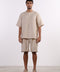 THE SHORE LINEN HALF SLEEVE SET — MENS BEIGE