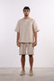 THE SHORE LINEN HALF SLEEVE SET — MENS BEIGE