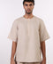 THE SHORE LINEN HALF SLEEVES SHIRT — MENS BEIGE