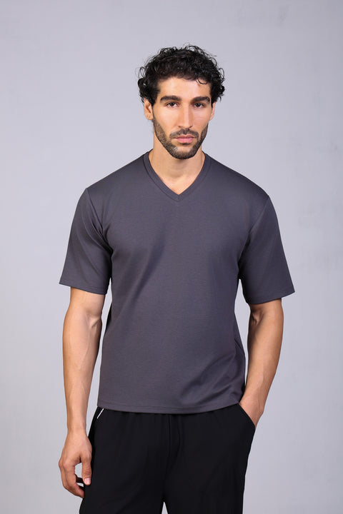BASIC TEE V NECKLINE — MENS GREY