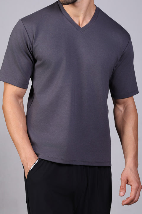 BASIC TEE V NECKLINE — MENS GREY