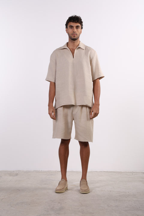 THE SIGNATURE LINEN SET — MENS BEIGE