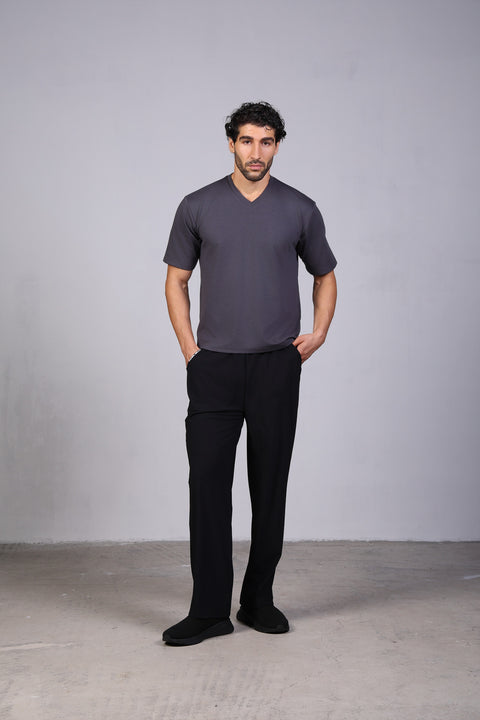 BASIC TEE V NECKLINE — MENS GREY