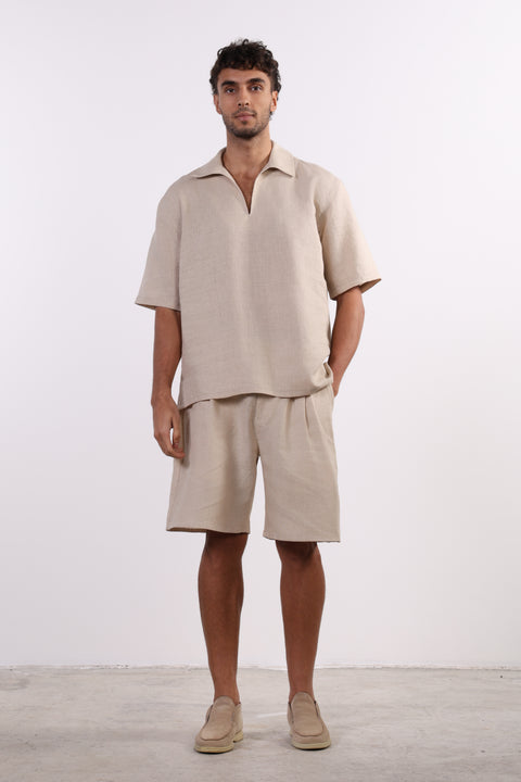 THE SIGNATURE LINEN SET — MENS BEIGE