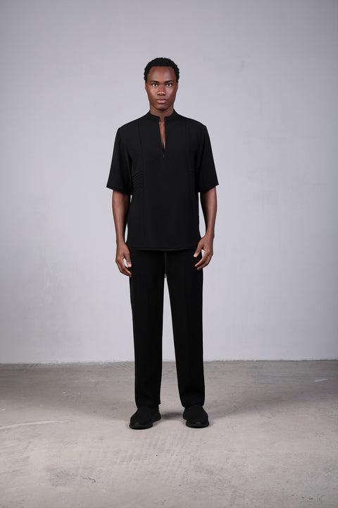 SHARK SHIRT HALF SLEEVES — MENS BLACK