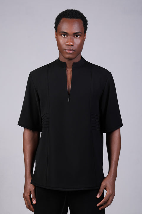SHARK SHIRT HALF SLEEVES — MENS BLACK