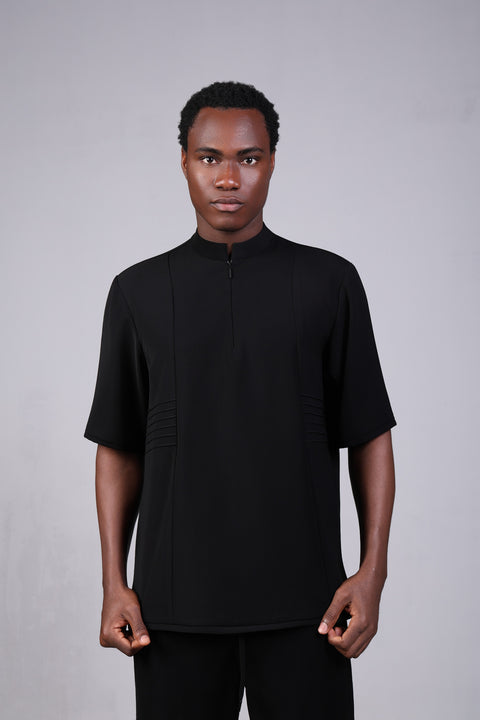 SHARK SHIRT HALF SLEEVES — MENS BLACK