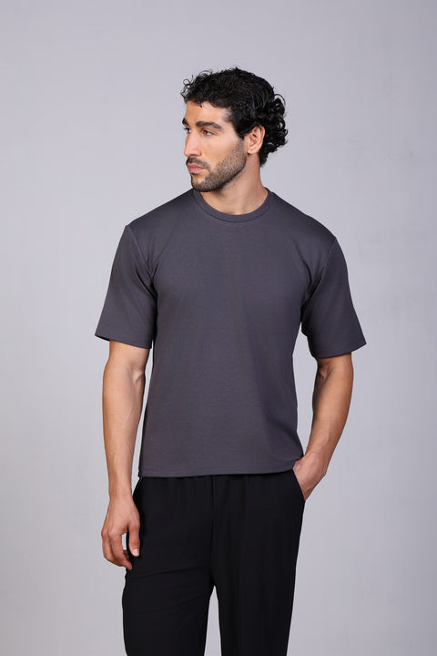 BASIC TEE ROUND NECKLINE — MENS GREY
