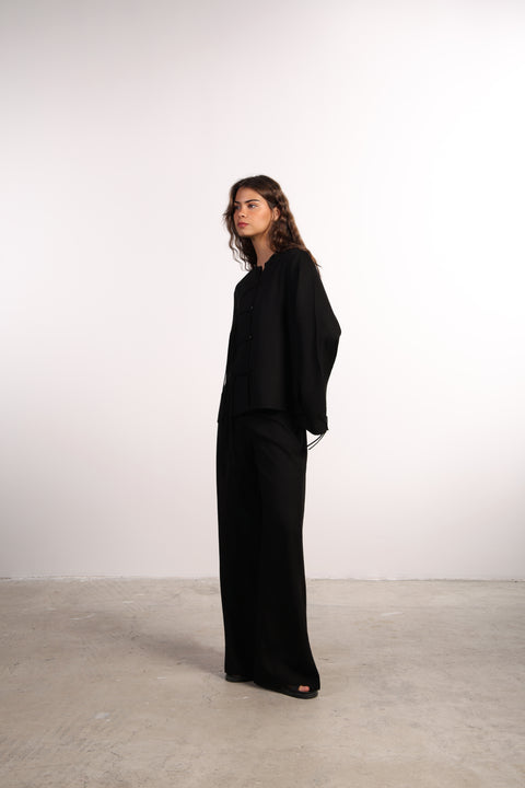 THE ISLAND LINEN BLEND SET — WOMENS BLACK