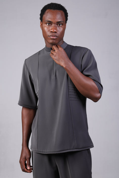 SHARK SHIRT HALF SLEEVES — MENS GREY