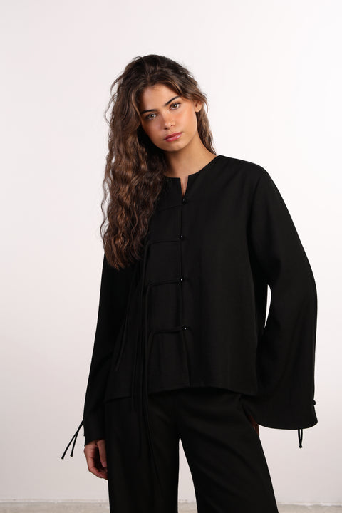 THE ISLAND LINEN BLEND SET — WOMENS BLACK