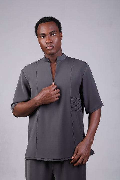SHARK SHIRT HALF SLEEVES SET — MENS GREY