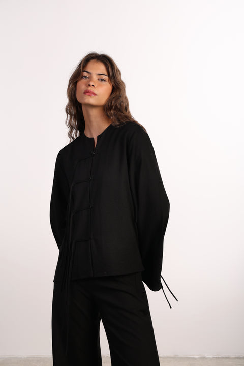 THE ISLAND LINEN BLEND SET — WOMENS BLACK