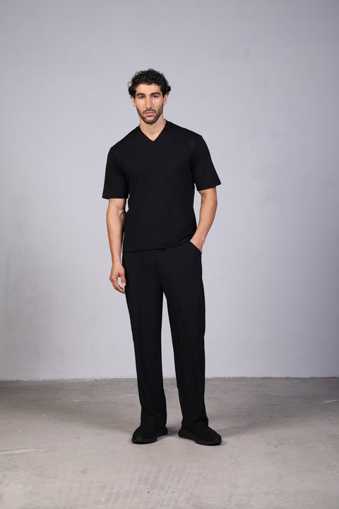 BASIC TEE V NECKLINE — MENS BLACK