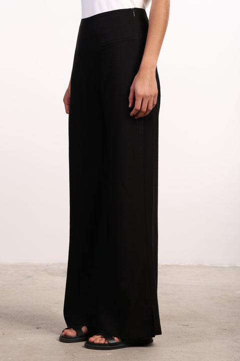 THE ISLAND LINEN BLEND PANTS — WOMENS BLACK