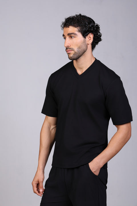 BASIC TEE V NECKLINE — MENS BLACK