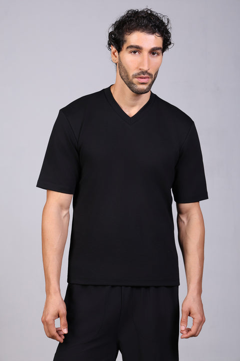 BASIC TEE V NECKLINE — MENS BLACK