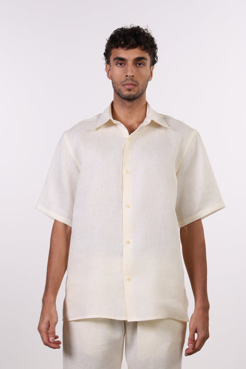THE CLASSIC LINEN SHORT SLEEVE SET  — MENS CREME