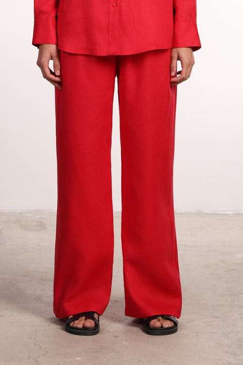 THE CLASSIC LINEN PANTS — WOMENS RED
