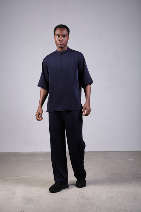 SHARK SHIRT HALF SLEEVES SET — MENS NAVY