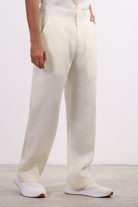 THE CLASSIC LINEN LONG SLEEVE SET  — MENS OFF WHITE
