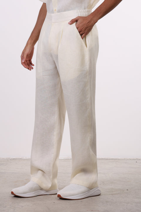 THE CLASSIC LINEN PANTS  — MENS CREME