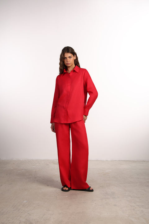 THE CLASSIC LINEN SET  — WOMENS RED
