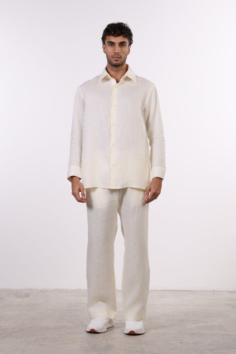 THE CLASSIC LINEN LONG SLEEVE SET  — MENS CREME