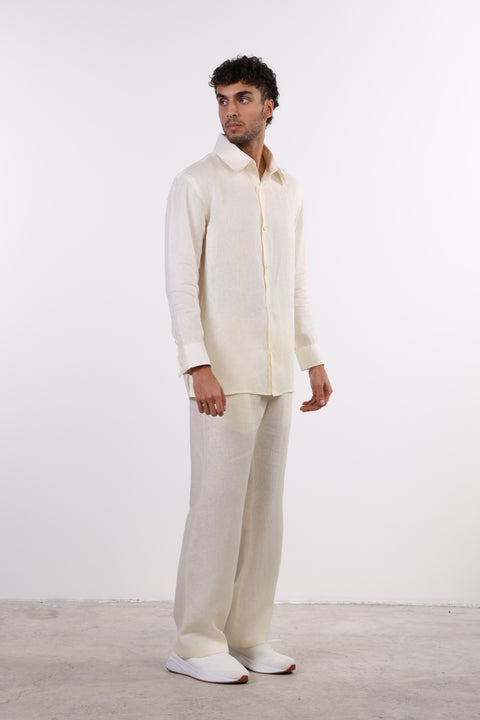 THE CLASSIC LINEN LONG SLEEVE SET  — MENS CREME